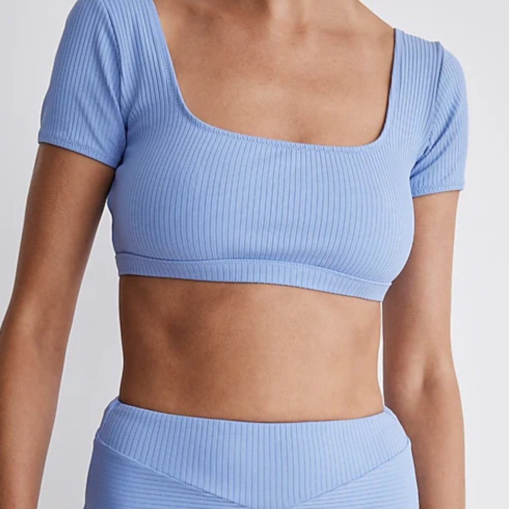 Madewell Ribbed Square-Neck Longline Bikini Top